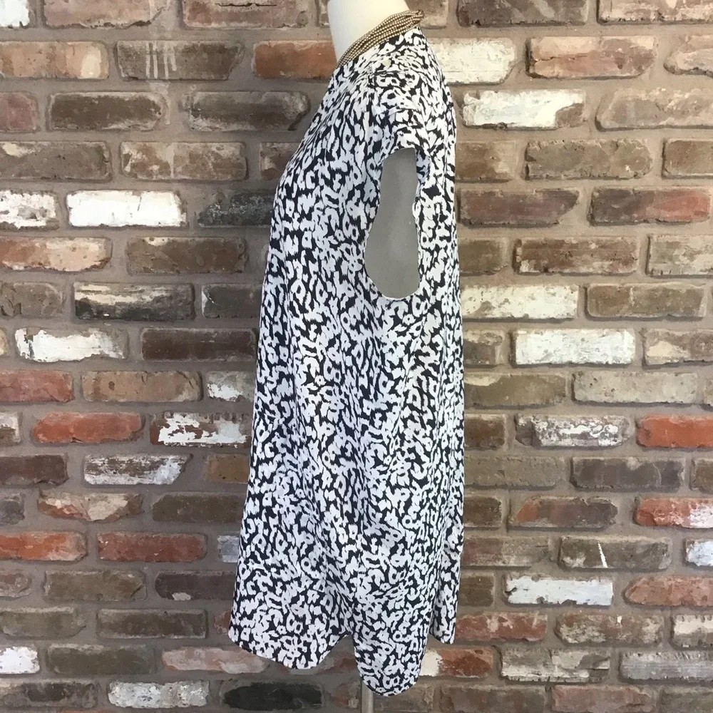 J. CREW Women’s Navy White Leopard Print V-neck Sheath Dress L